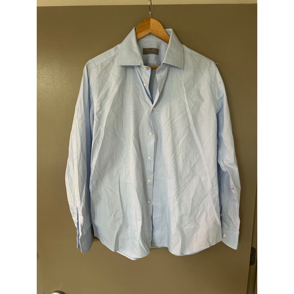Canali Dress Shirt Made in Italy 100% Cotton Light Blue luxury designer capsule